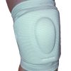 Barlow Knee Support pictured in white. Slip-on knee support with padding in the front and support all around. Shown in white. Also available in black.