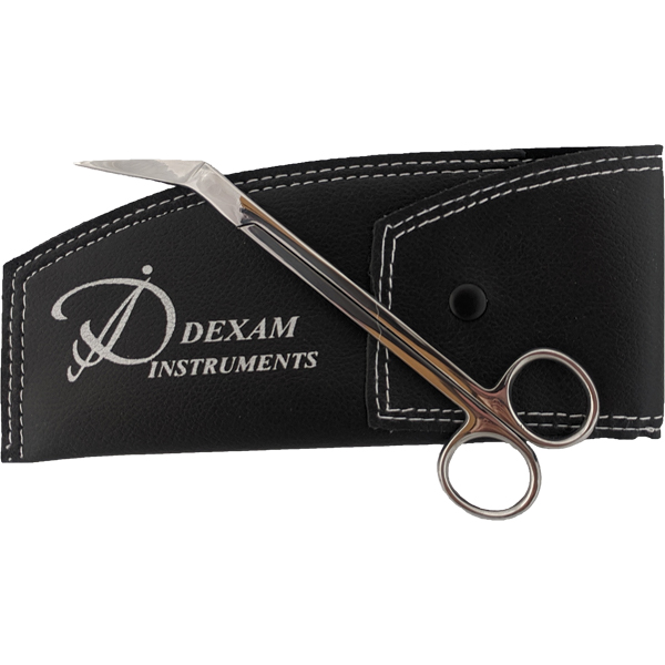 Long-Handled Toenail Scissors with black leather-like case