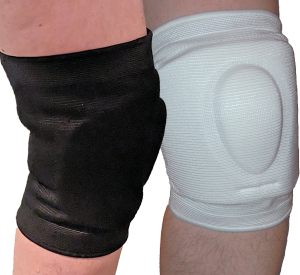Barlow Knee Support shown being worn in the colors black and white.